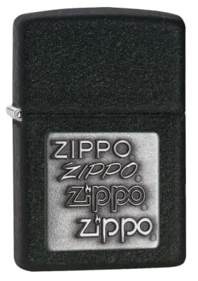 Black Crackle® Gümüş zippo Logosu