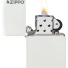Classic Beyaz Mat Zippo Logosu