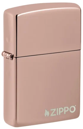 Classic Parlak Cilalı Gül Altın Zippo Logosu