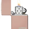 Classic Parlak Cilalı Gül Altın Zippo Logosu