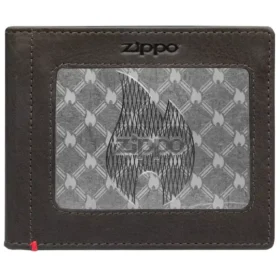 Mocha Deri Cüzdan – zippo Alev Desenli Metal Plaka Tasarımı