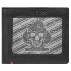 Siyah Deri Cüzdan – Spade Skull Metal Plaka Tasarımı