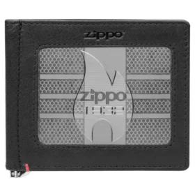 Siyah Deri Cüzdan – zippo 1932 Metal Plaka Tasarımı